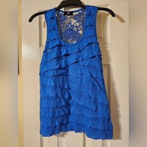 Iz Byer Royal Blue Tank Top with Lace Back